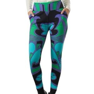 Eva Varro Vibrant‎ Blue and Green Leggings Sz Small